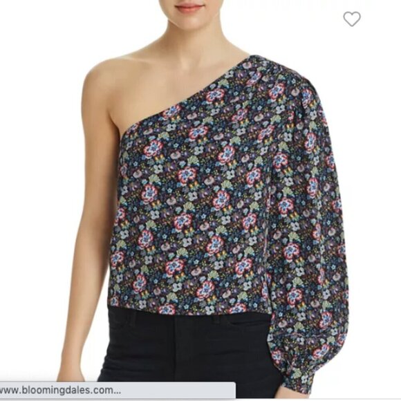 FRAME Floral Print One Shoulder Top Size S EUC - Picture 12 of 13